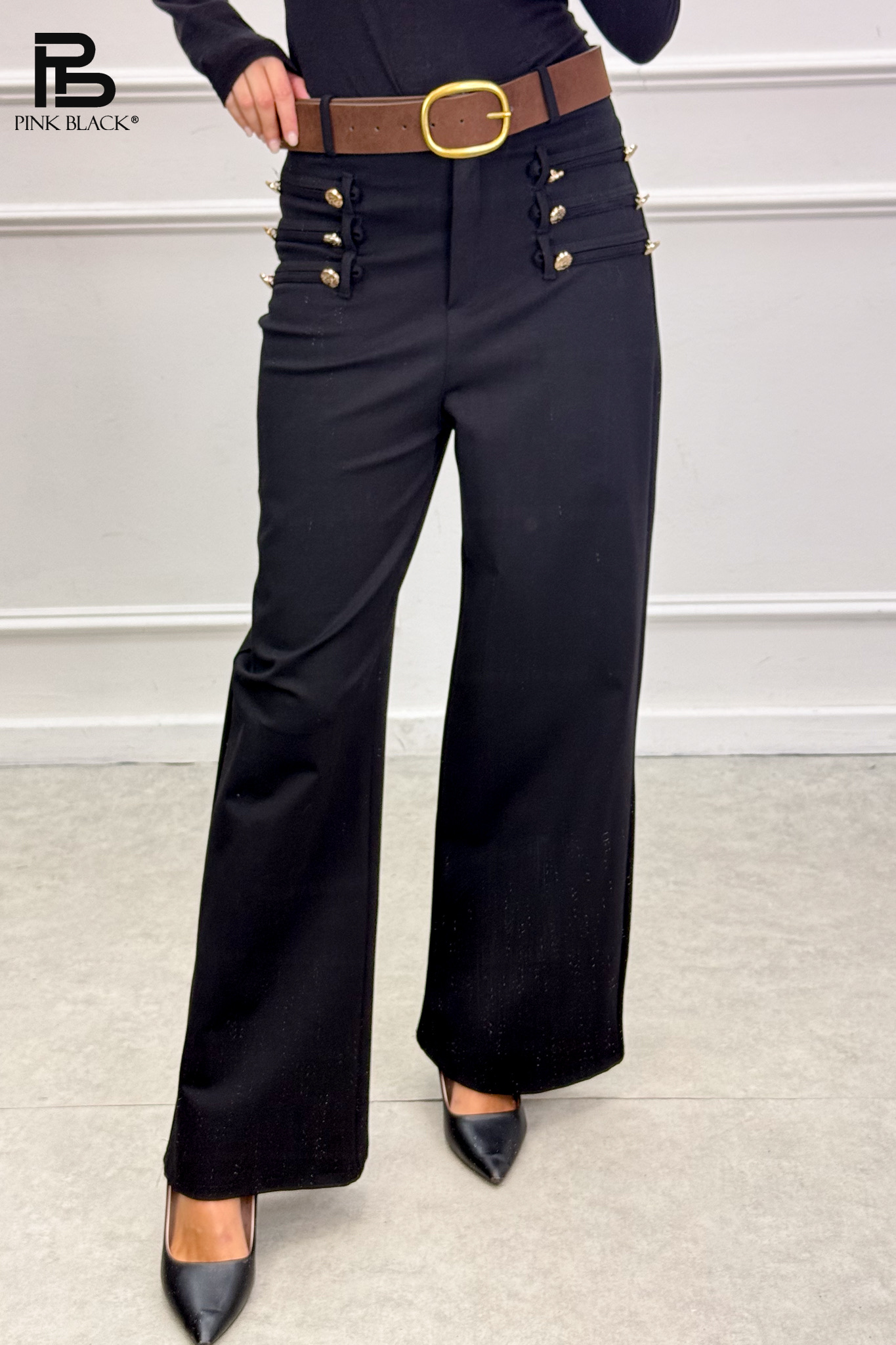 Bootcut-Hose mit Gürtel