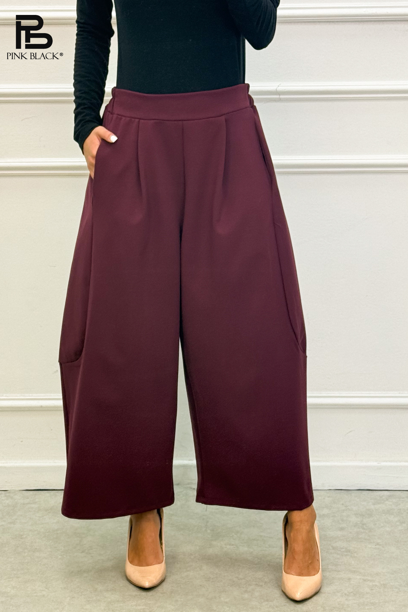 Weite 7/8-Hose mit Falten