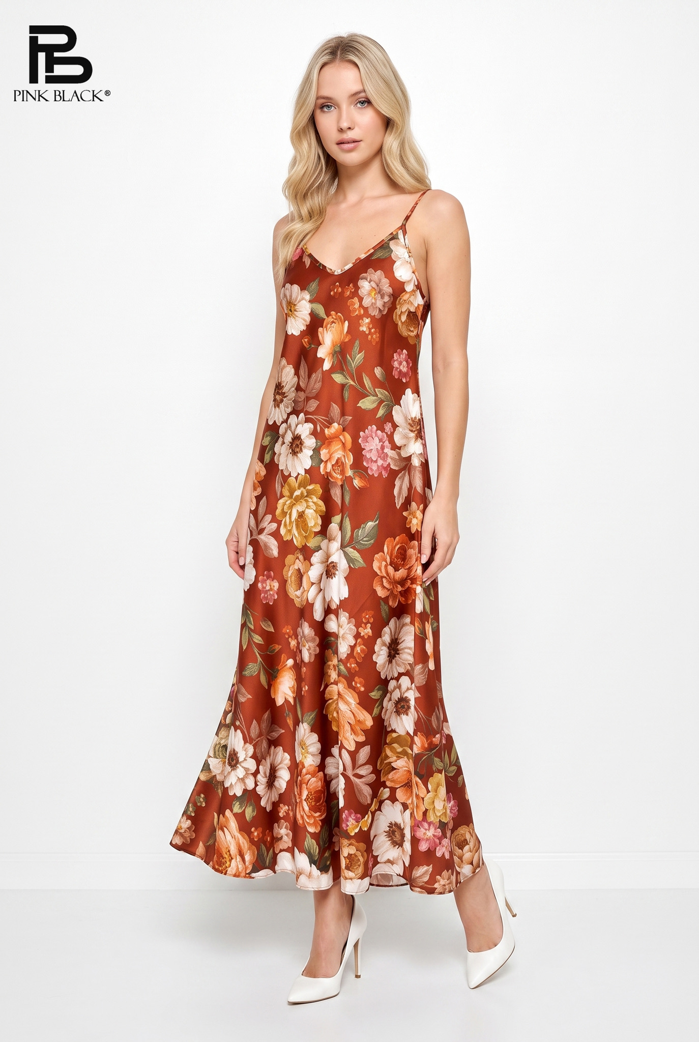 A-Linien Maxi-Kleid mit V-Ausschnitt
