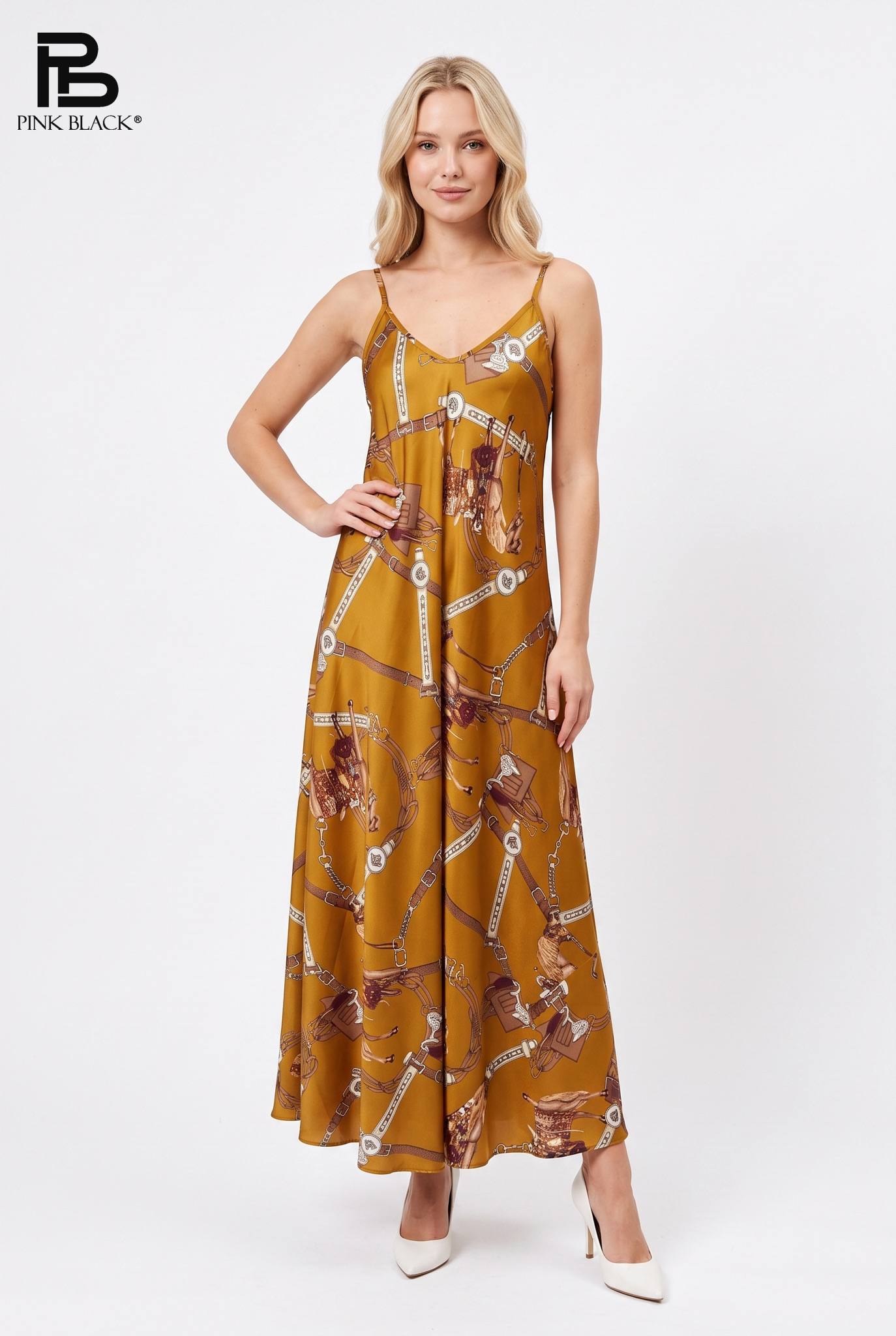 A-Linien Maxi-Kleid mit V-Ausschnitt