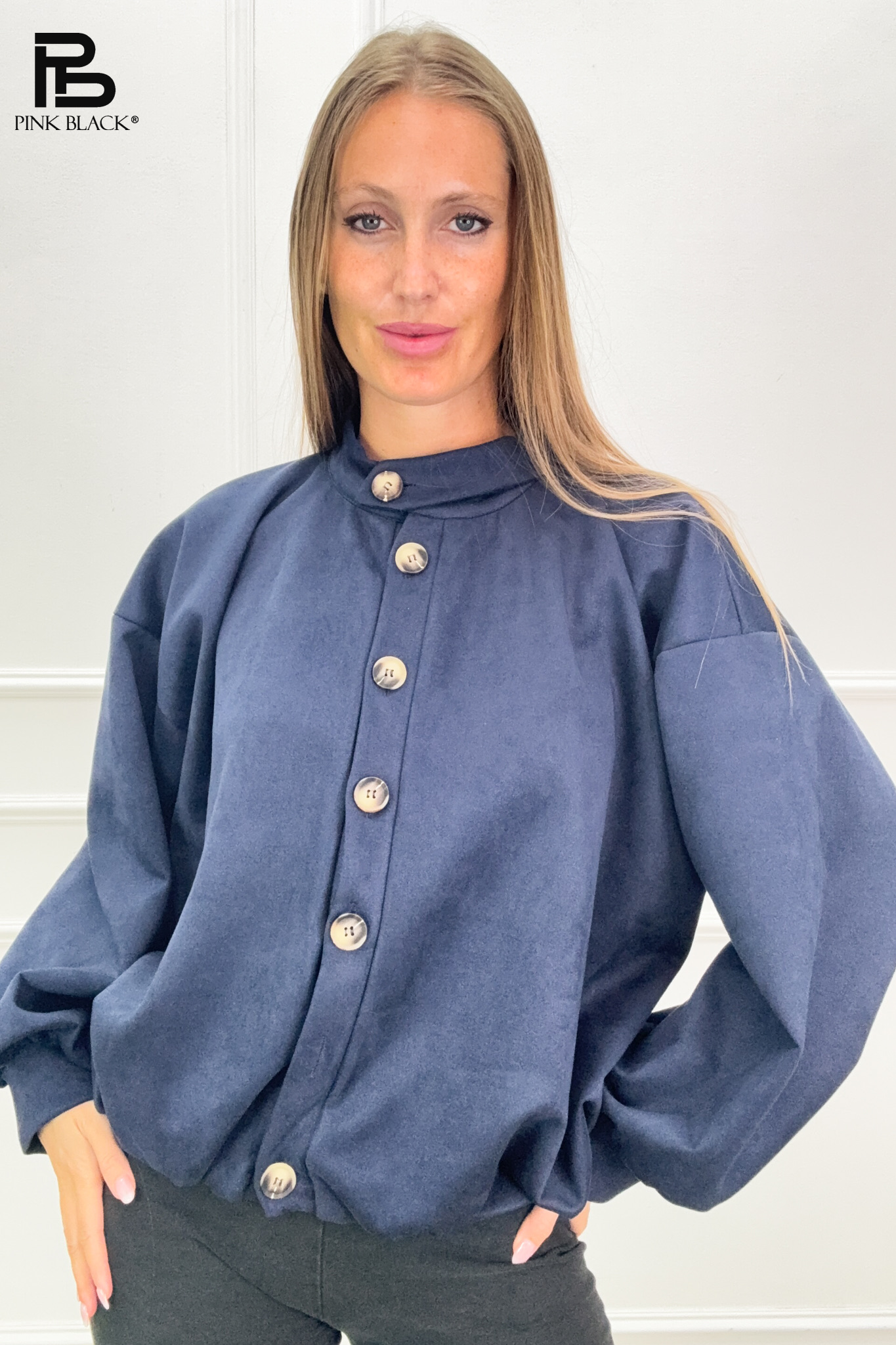Oversize-Jacke mit Halb-Stehkragen