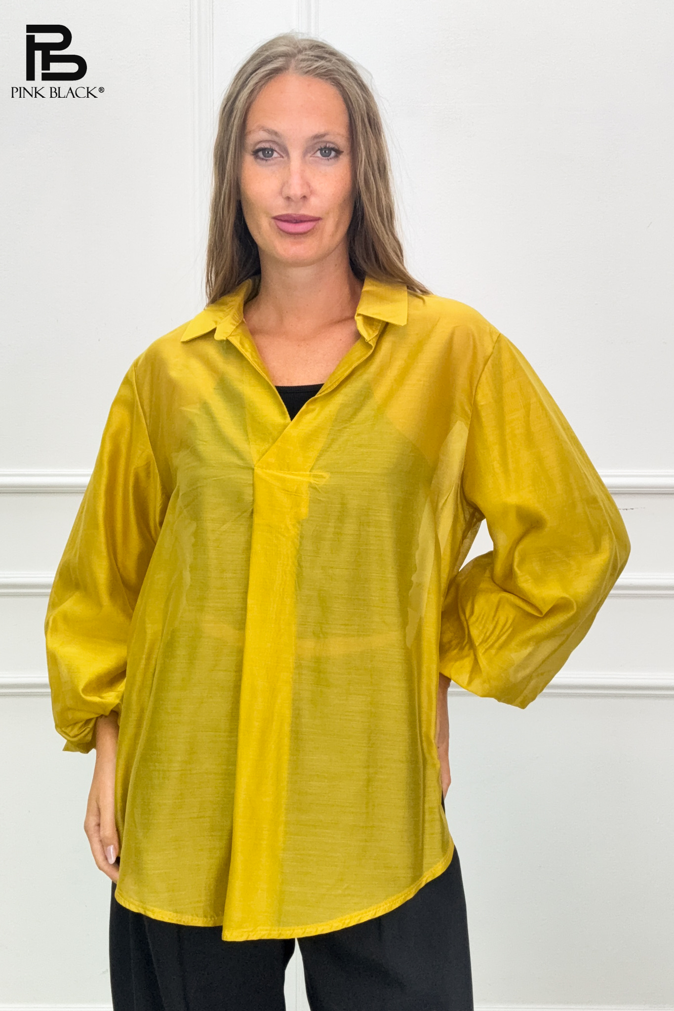 Oversize-Bluse mit Kragen