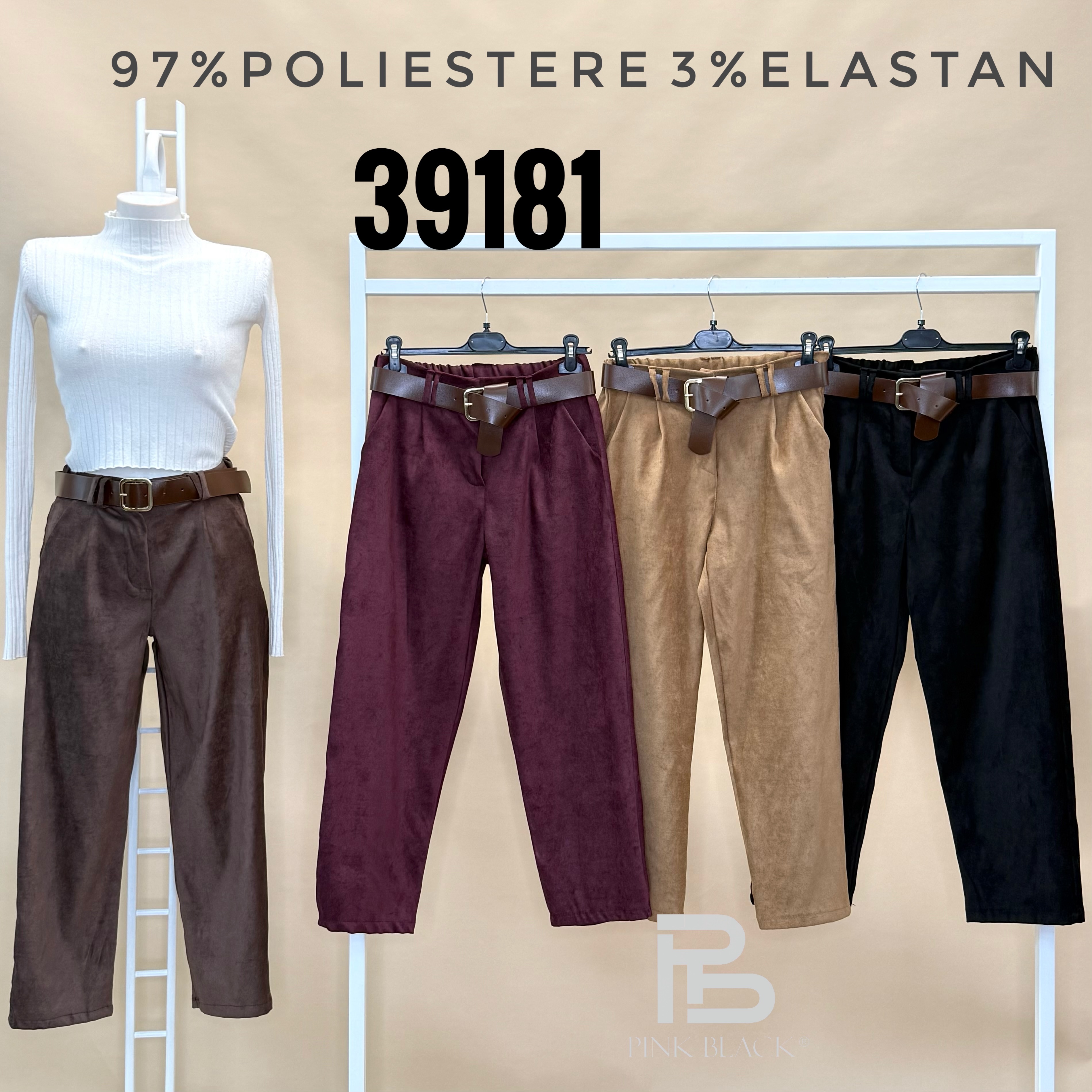 Gerade 7/8-Hose mit Gürtel