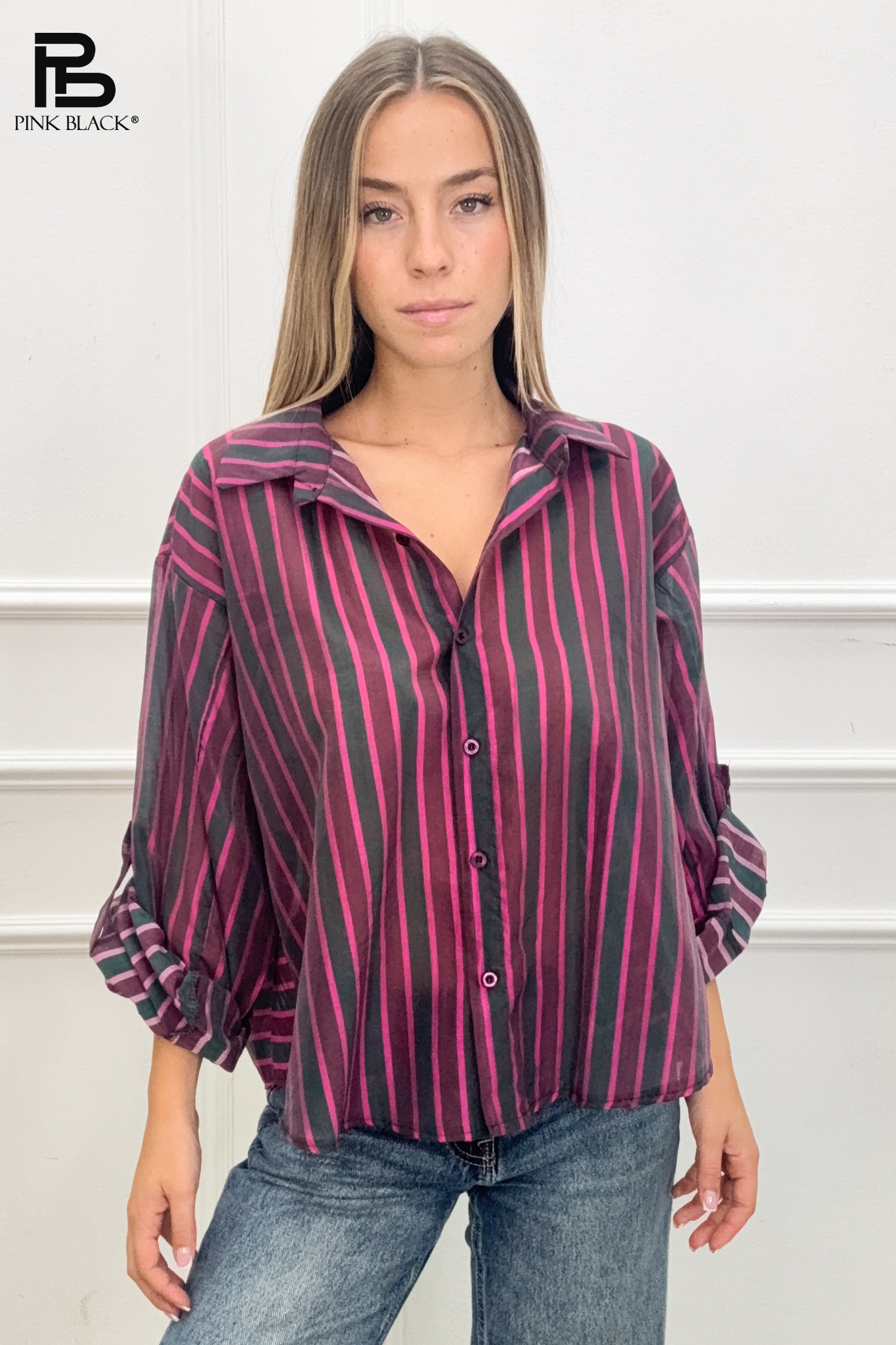 Bluse im lockeren Schnitt mit Streifen