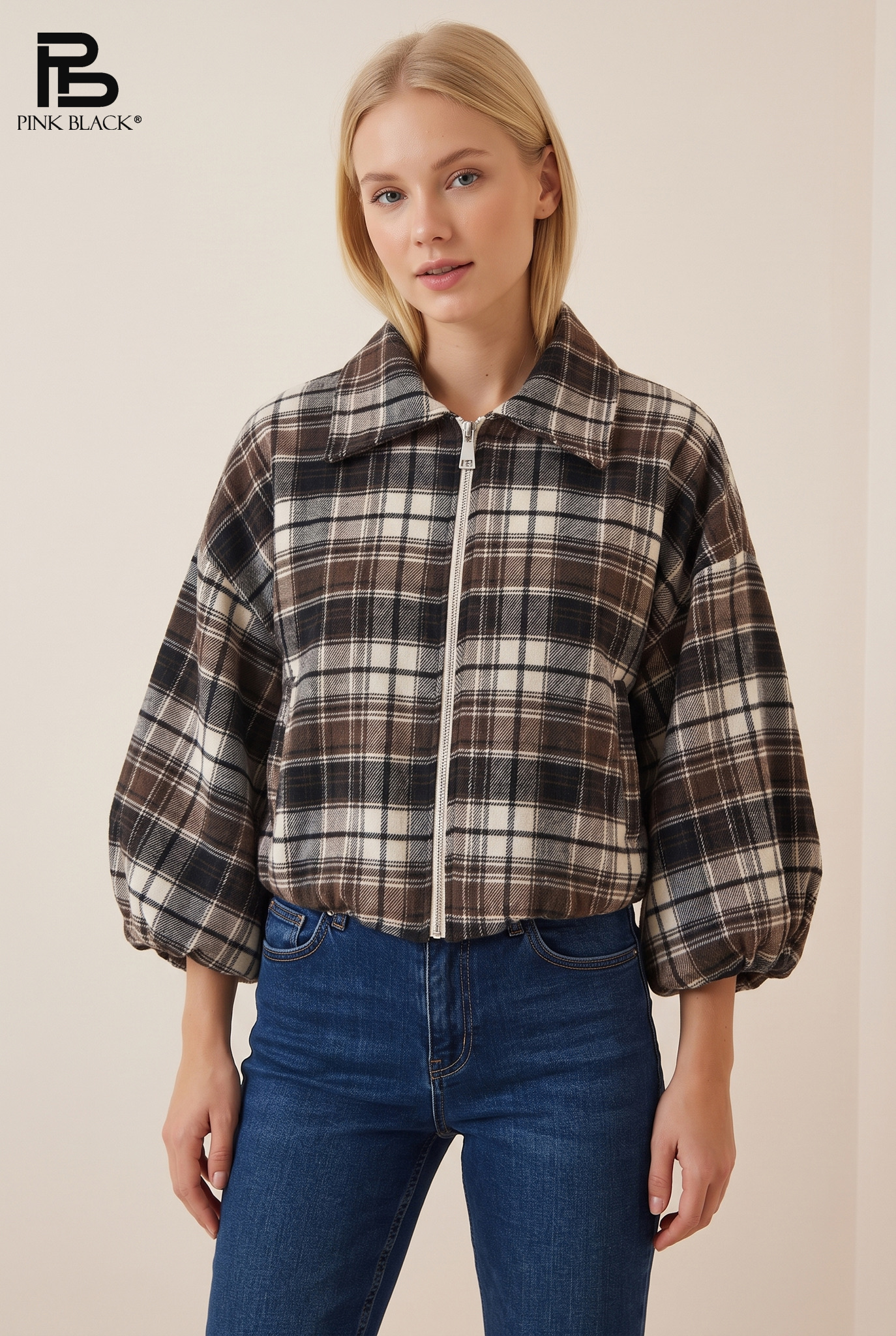 Oversized karierte Jacke