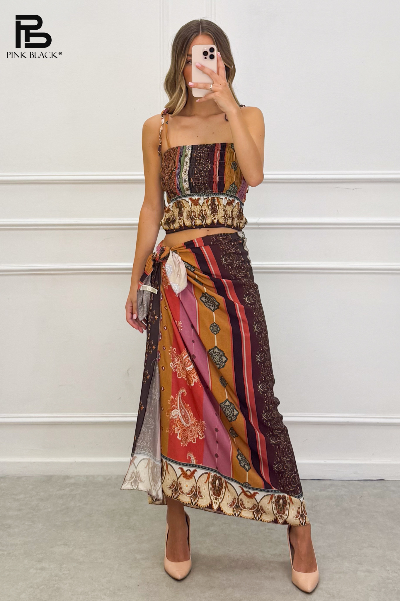 Crop-Top- und Maxi-Set