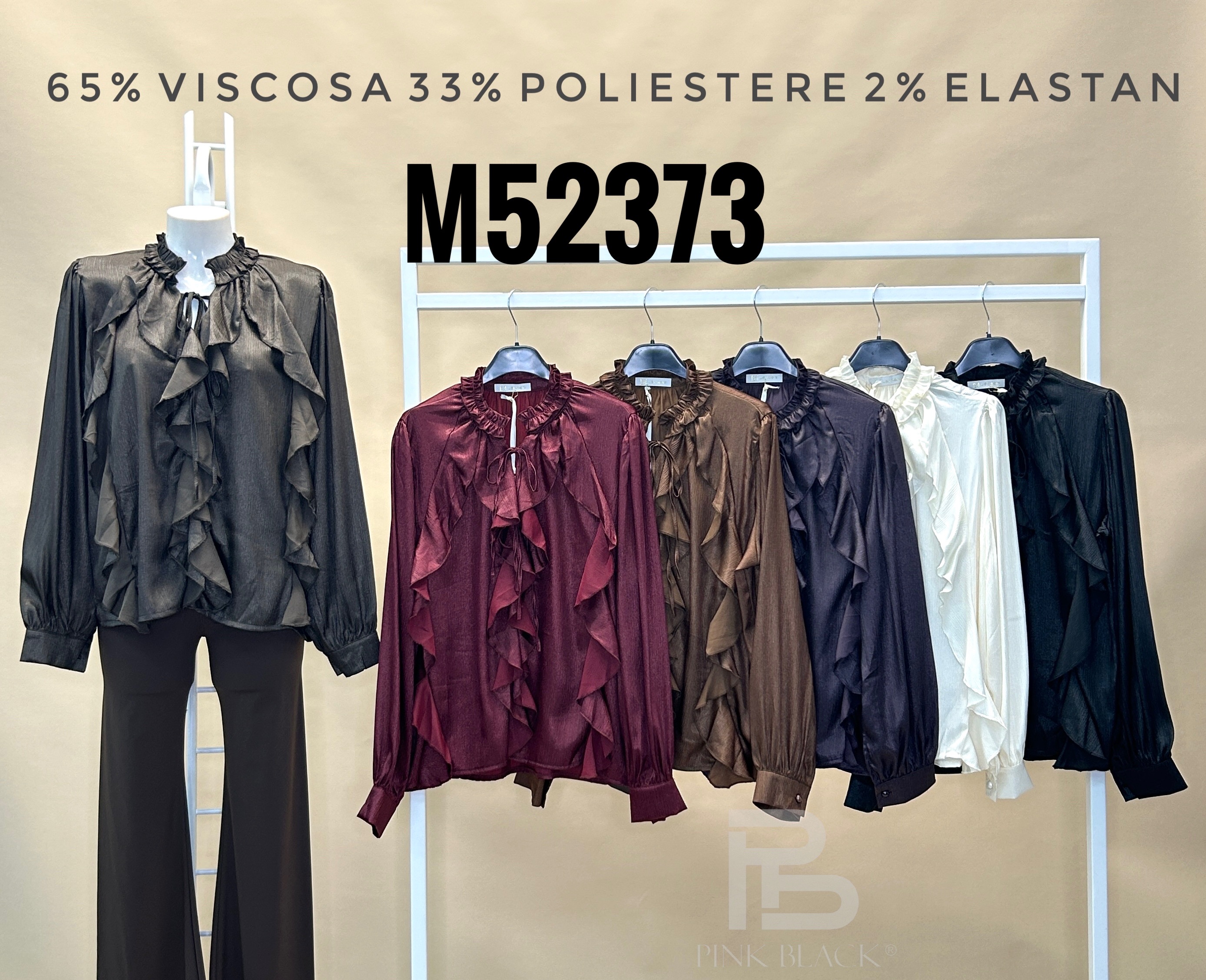 Bluse mit Volants und Stehkragen