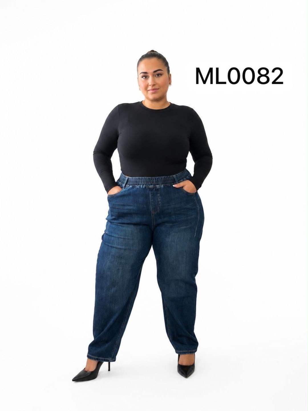 Jeans mit hohem Bund, gerader Schnitt