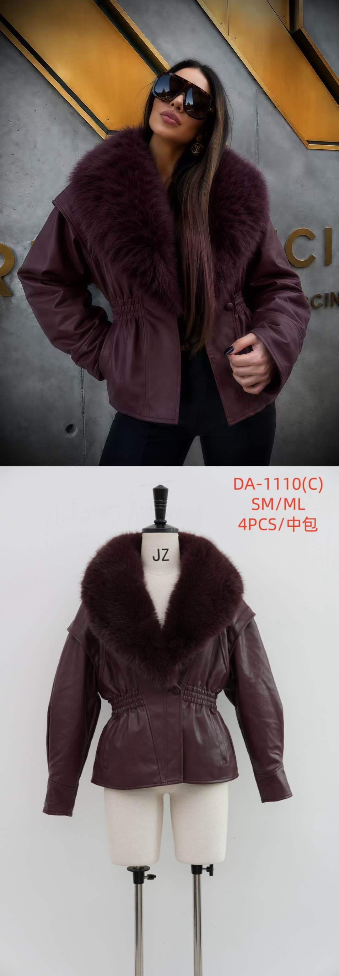Taillierte Jacke mit Kunstpelzkragen