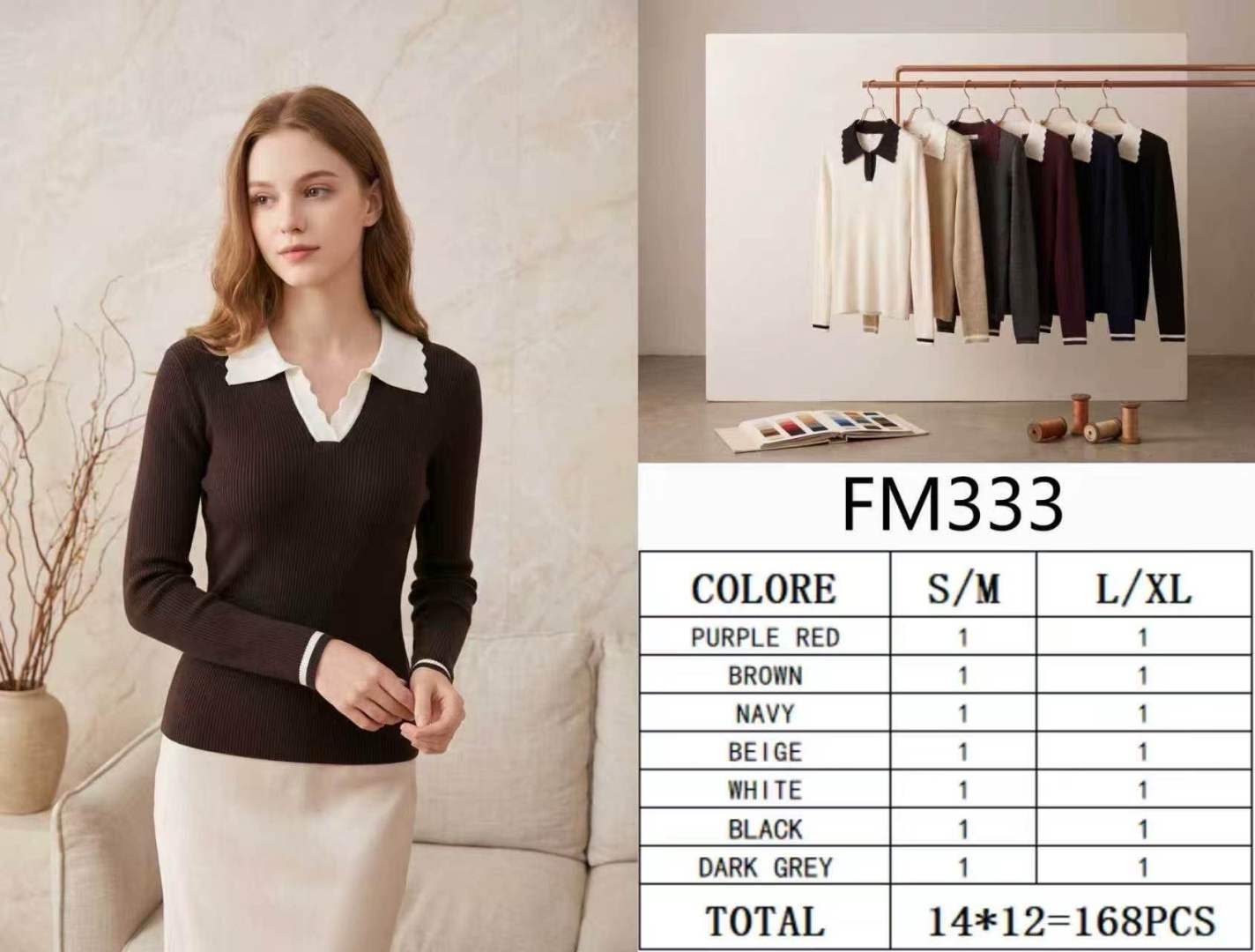 Figurbetonter Pullover mit Hemdkragen