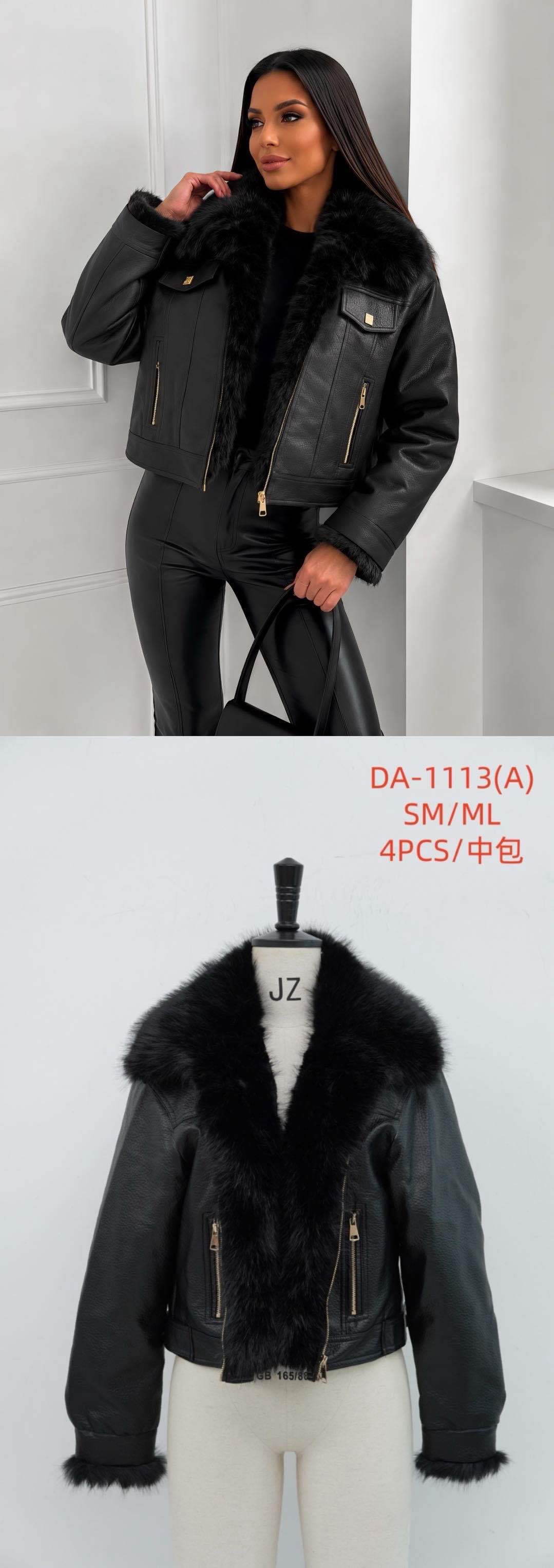 Kurze Jacke mit Kunstfellkragen
