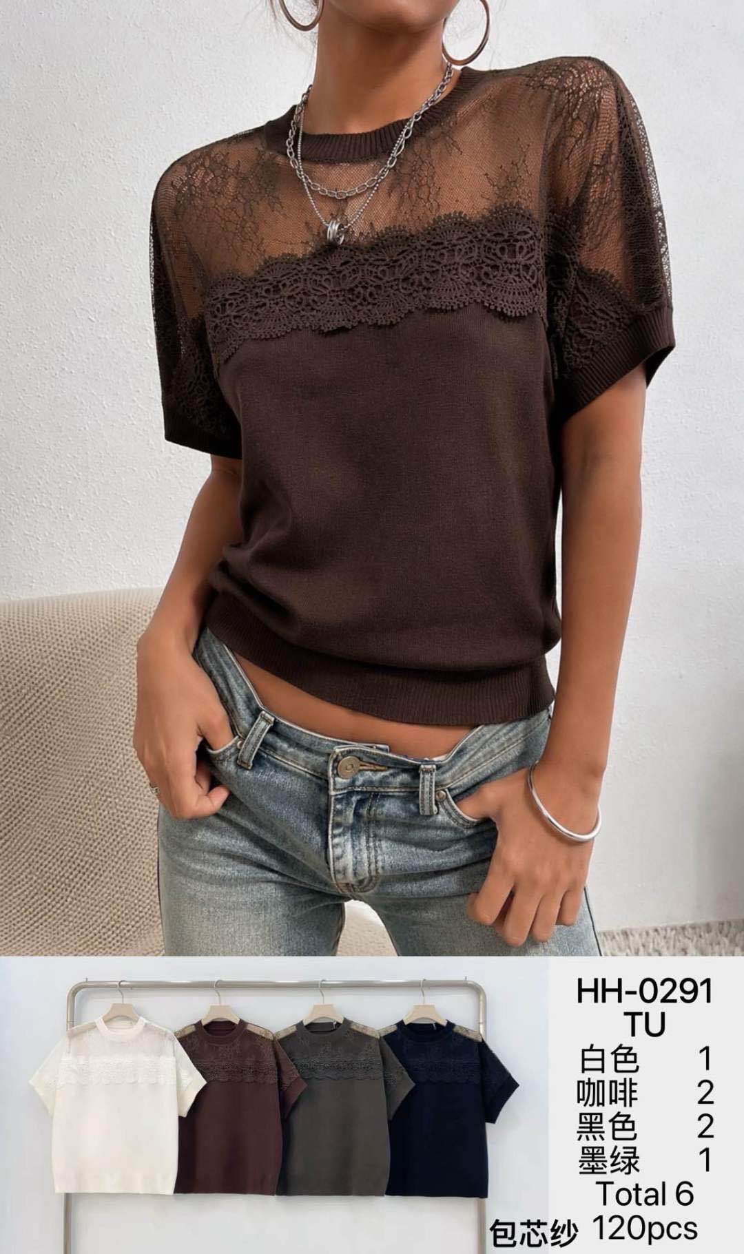 Top mit Spitzenbesatz