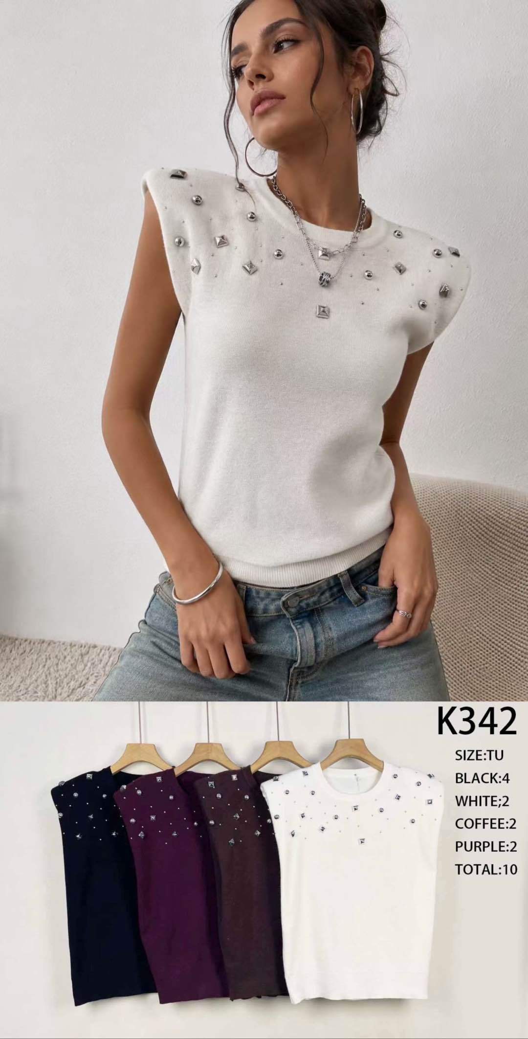 Ärmelloser Pullover, gerade Form