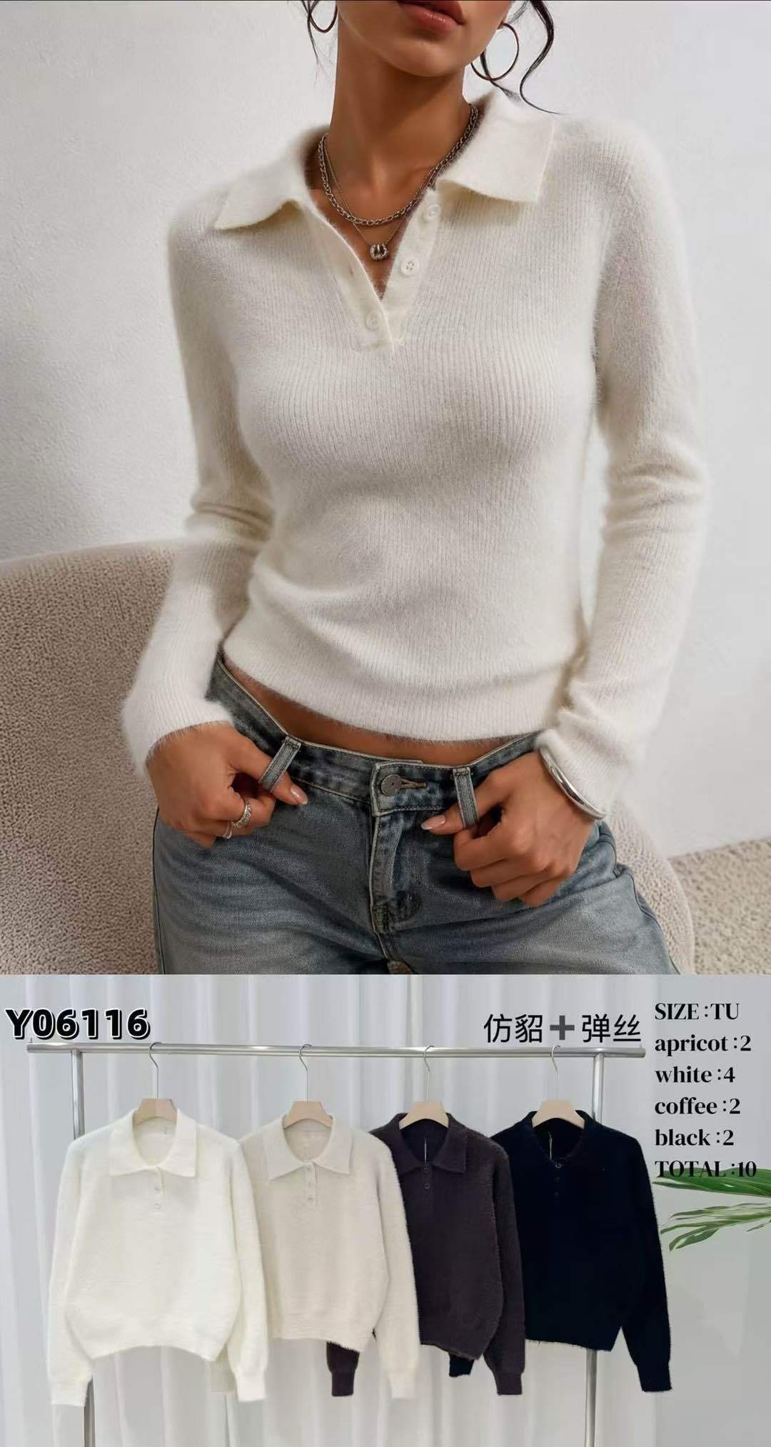 Figurbetonter Polo-Pullover