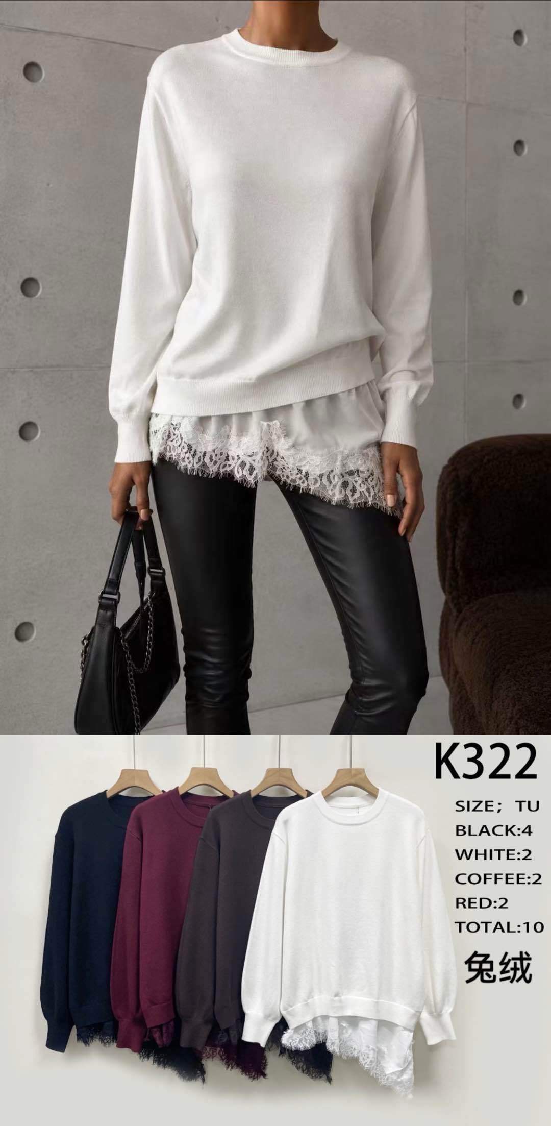 Lockerer Pullover mit Spitze