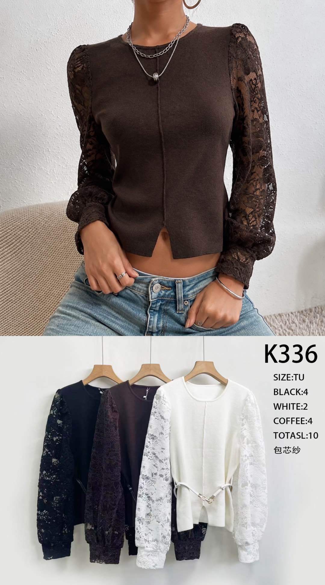 Cropped-Top mit Spitzenbesatz