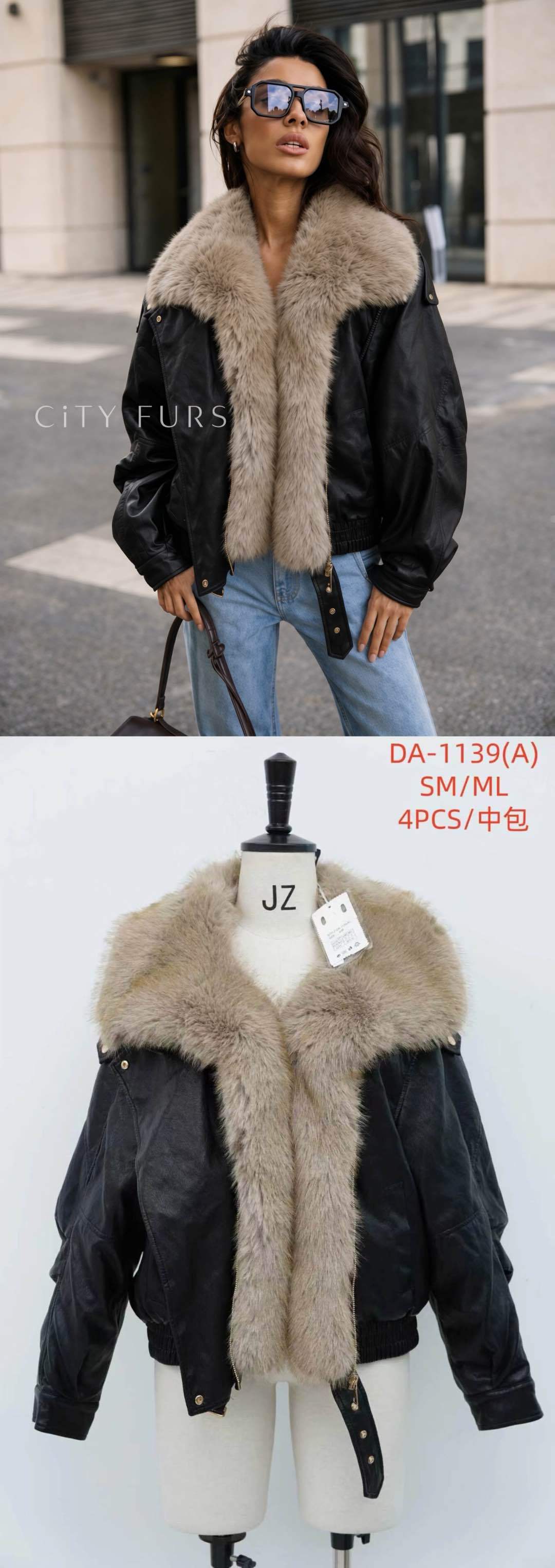 Oversize-Jacke mit Fellbesatz
