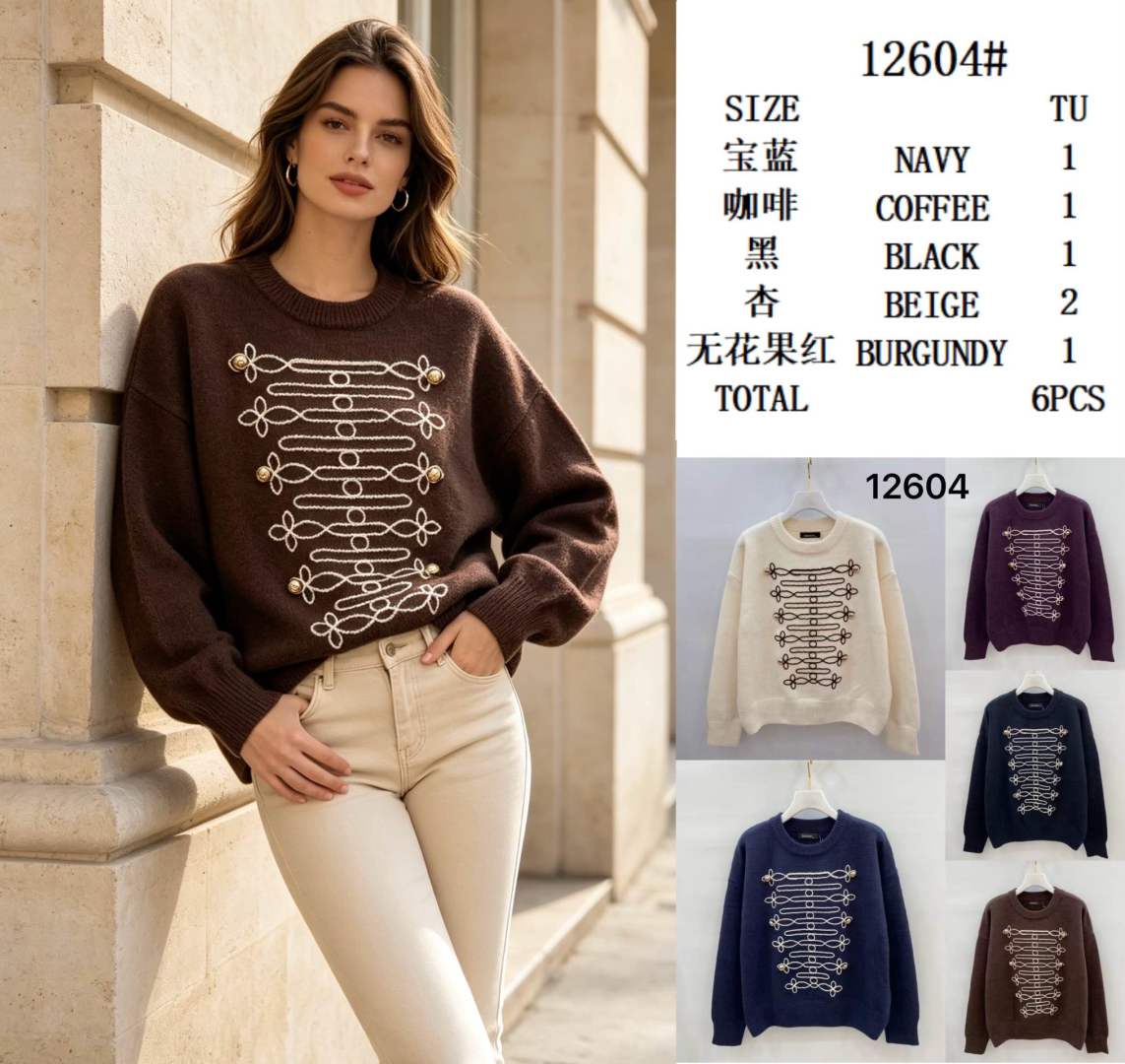 Pullover mit Stickerei und Knöpfen
