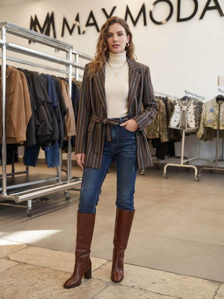 Taillierter Blazer mit Gürtel