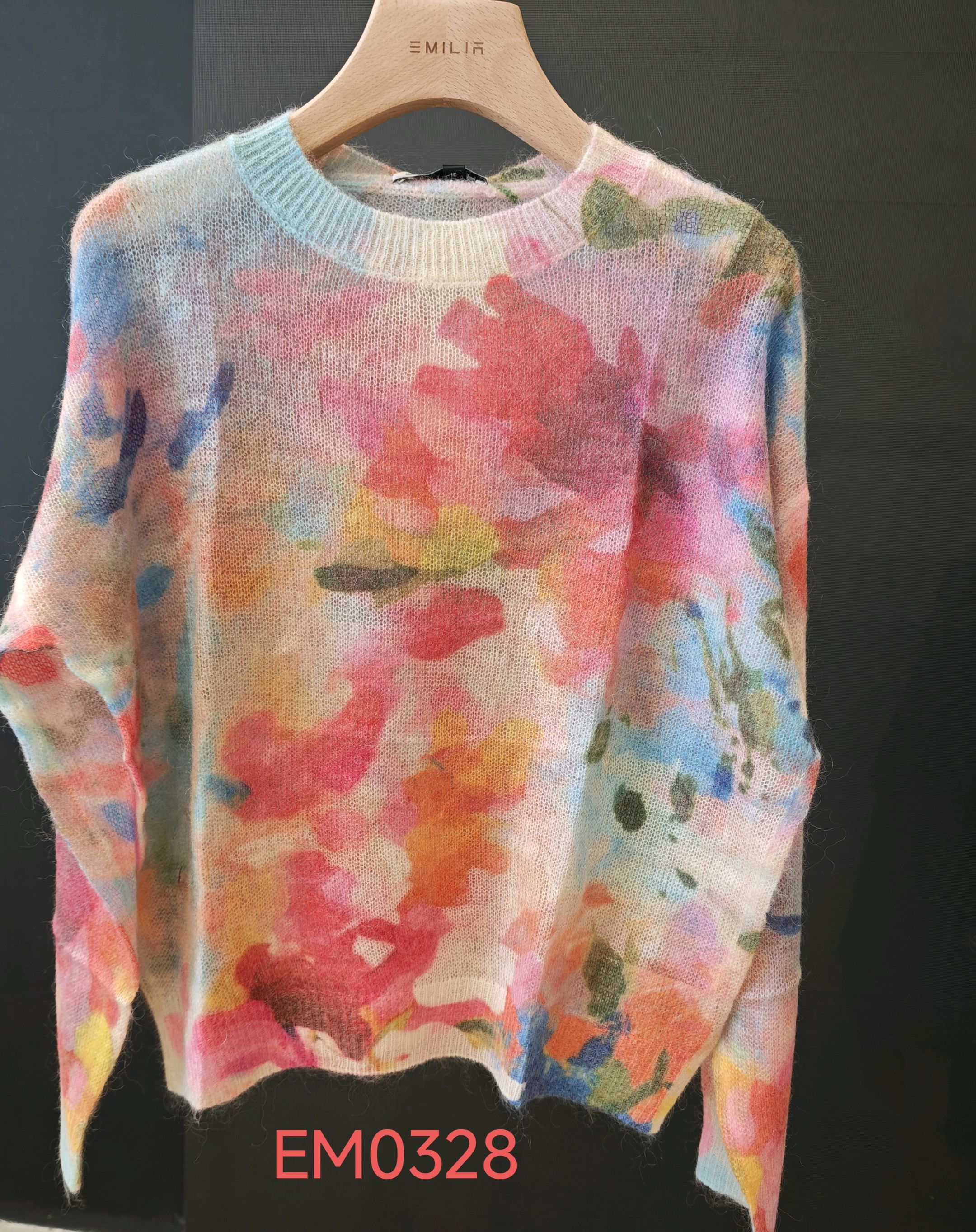 weiter Pullover mit abstraktem Muster