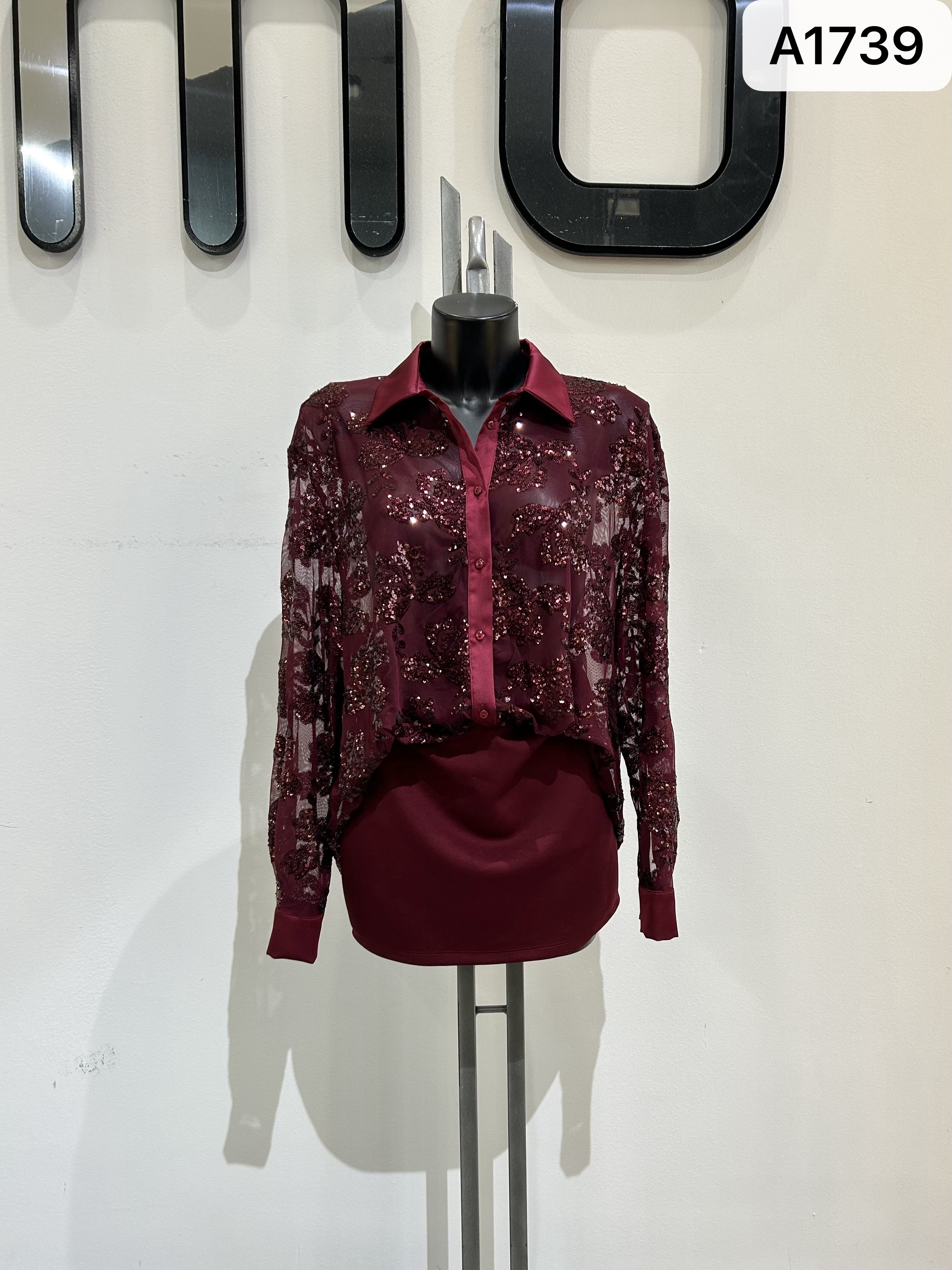 Mini-Hemdblusenkleid mit Pailletten