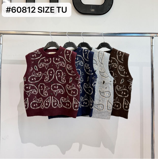 Gestrickte Weste mit Paisley-Muster