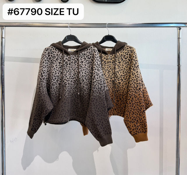Lockerer Kapuzenpullover mit Leopardenprint