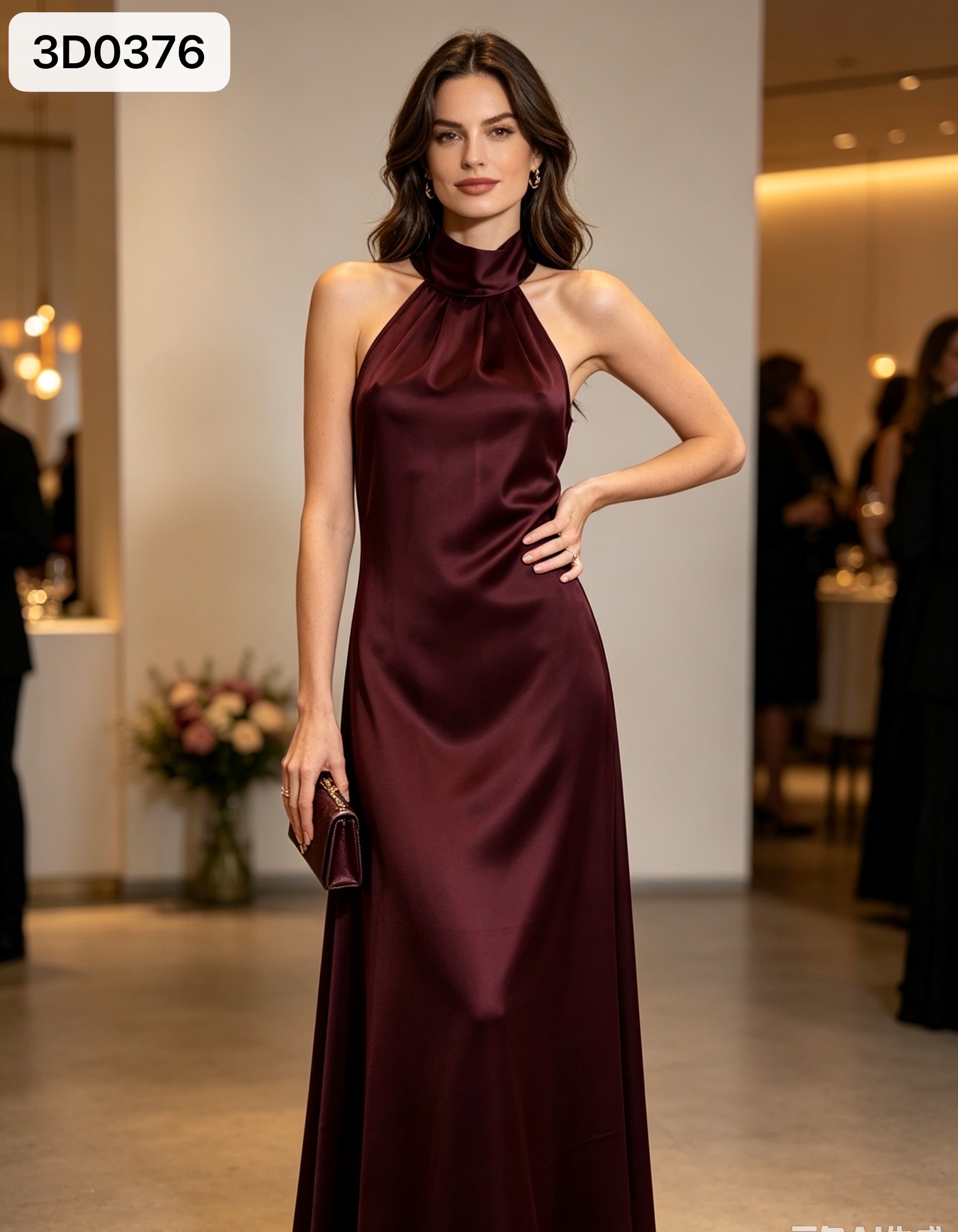 Maxikleid mit Neckholder und Schleife