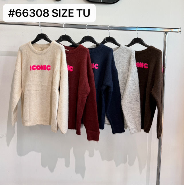 Fluffiger Regular-Pullover mit Schriftzug