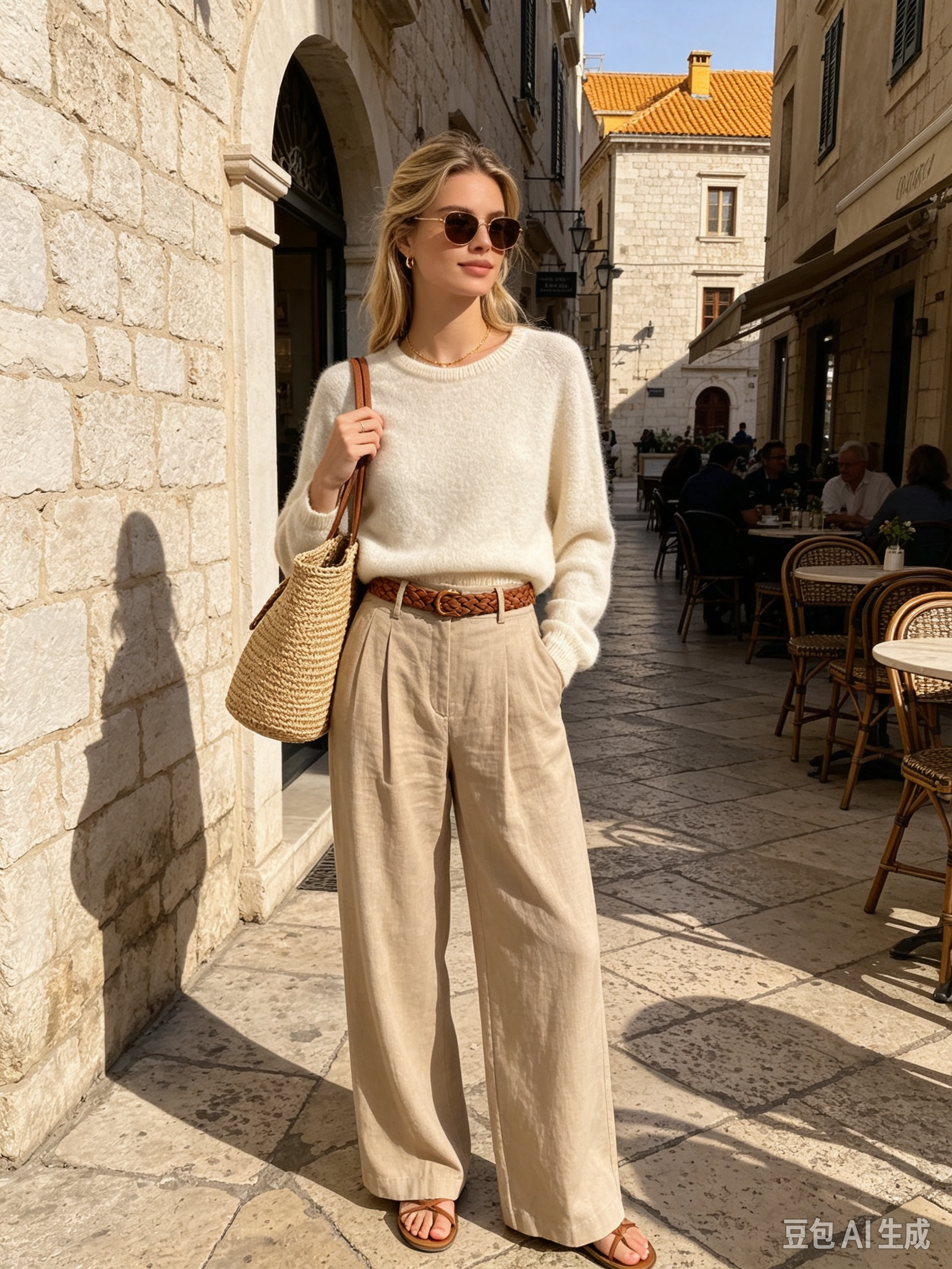 Flauschiger Pullover mit Rundhalsausschnitt