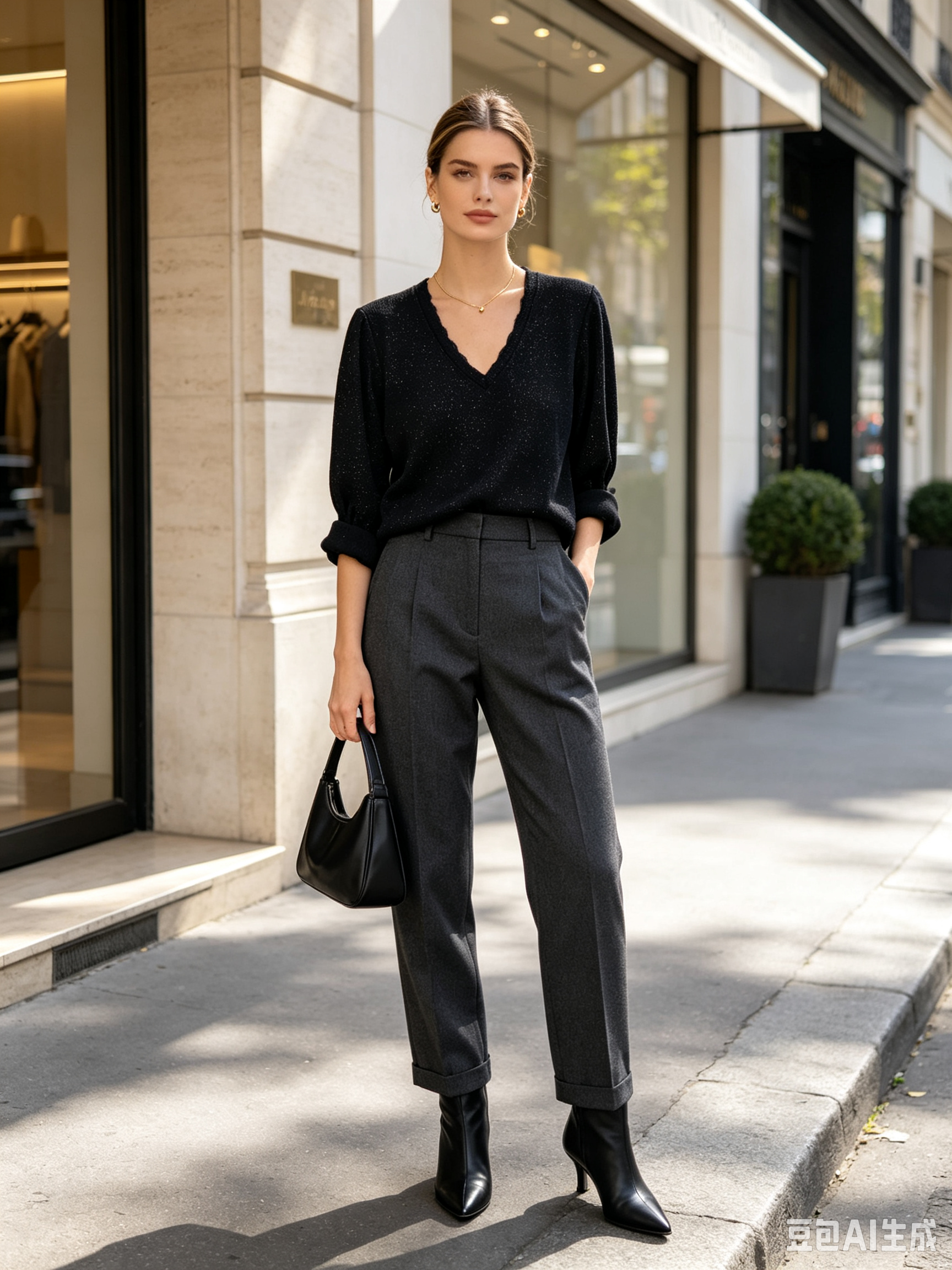 Weite Bluse mit V‑Ausschnitt