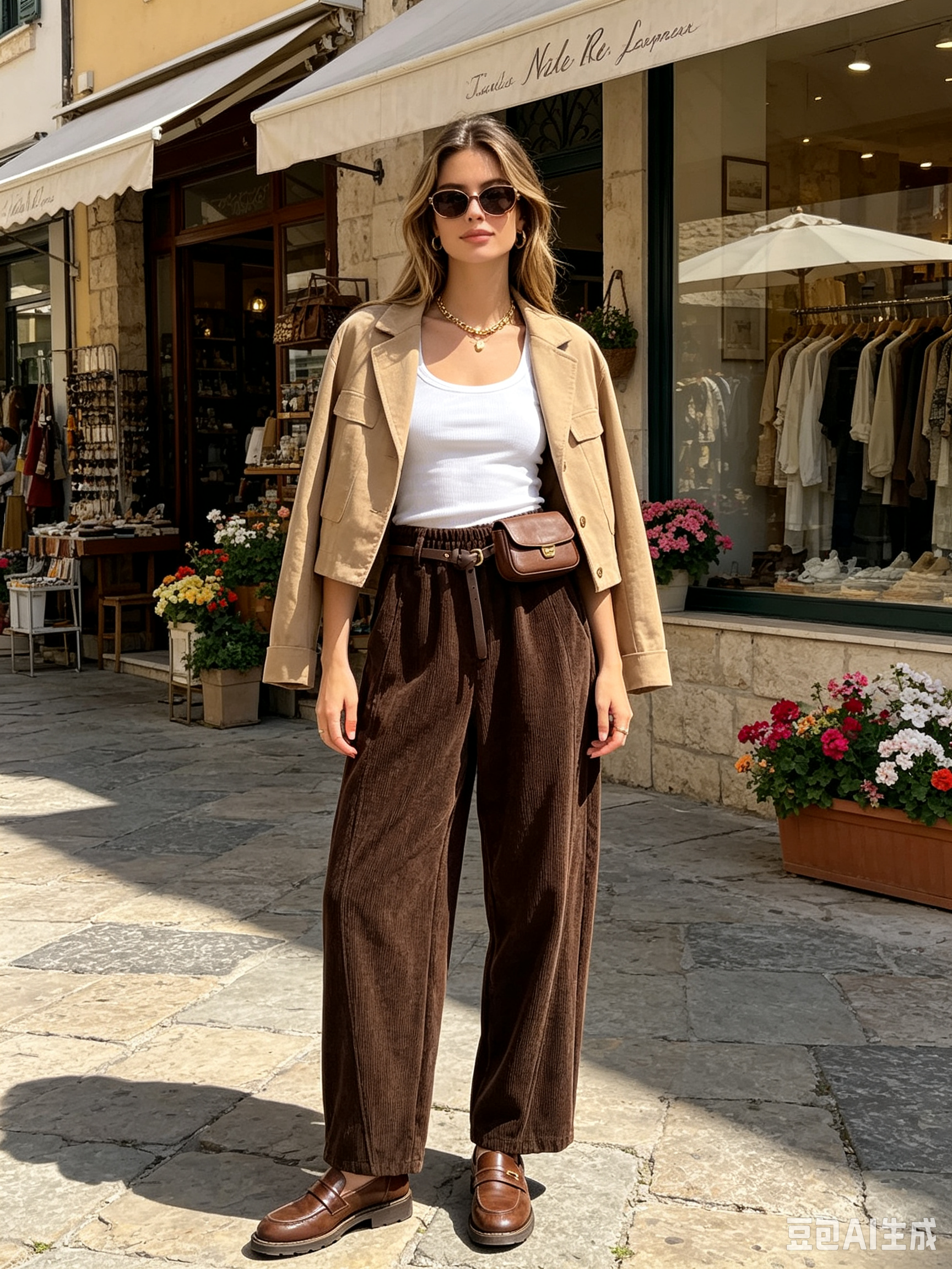 Wide-Leg-Hose mit Gürtel