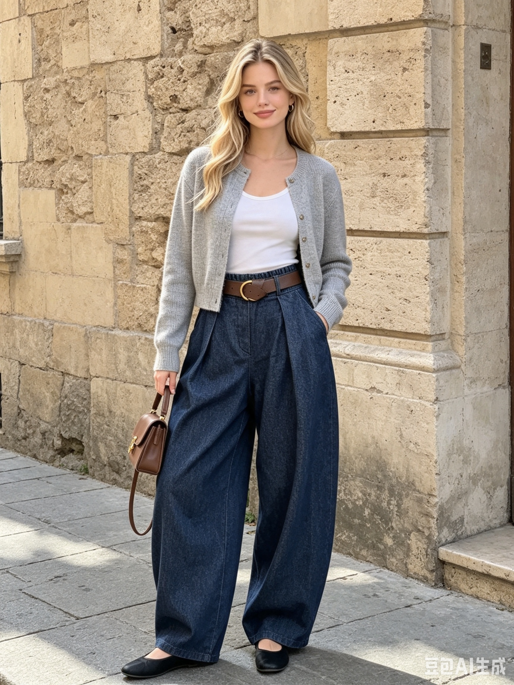 Weite Hose mit Falten