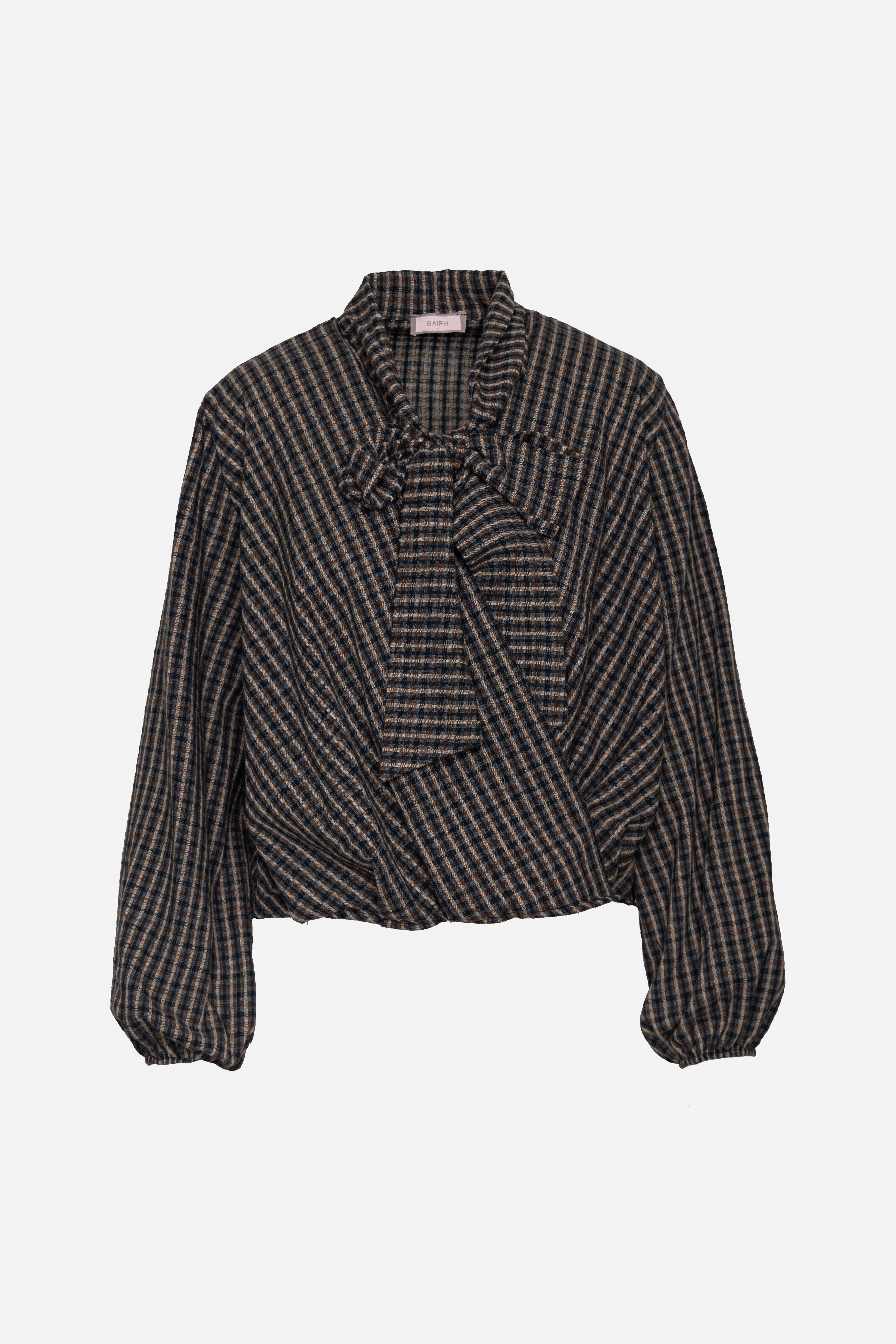 Bluse mit Bindeschleife und Rüsche