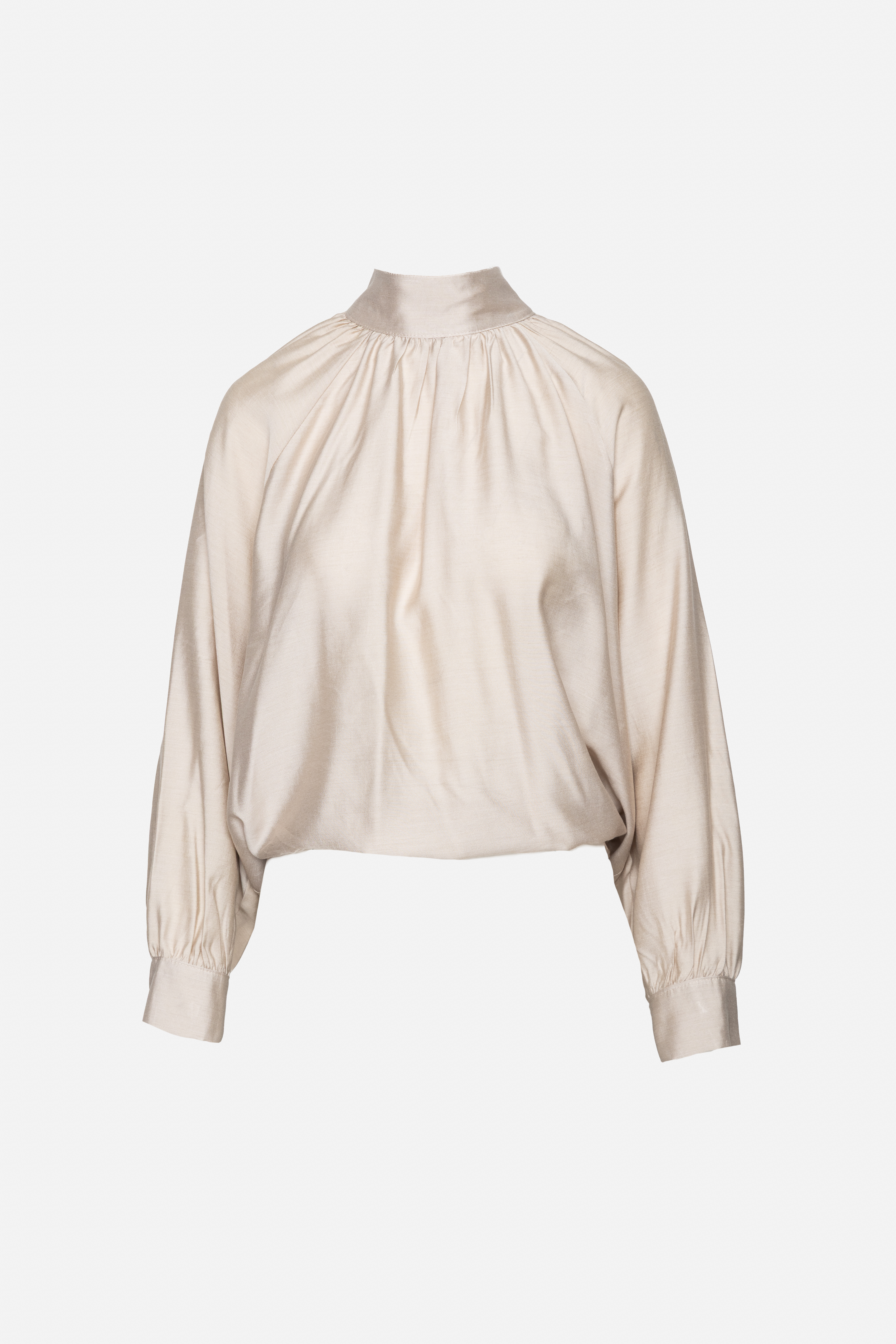 Bluse mit Halbrollkragen und Puffärmeln