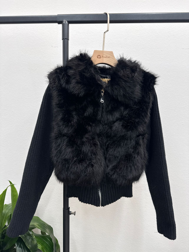 Kurze Bomberjacke mit Webpelz
