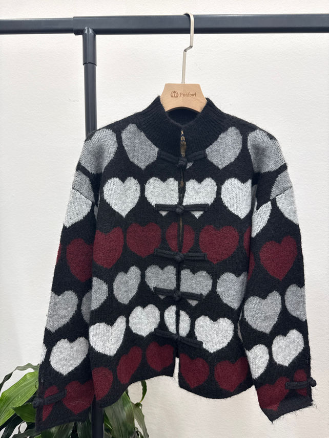 Kurzer Cardigan mit geometrischem Muster