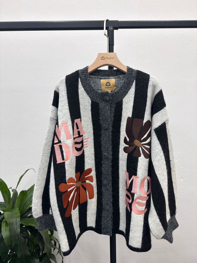 Oversize Cardigan mit Streifen
