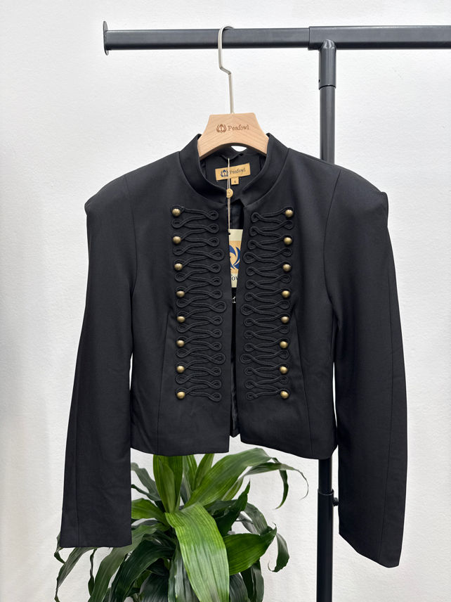 Kurz geschnittene Taillierte Jacke mit Stehkragen