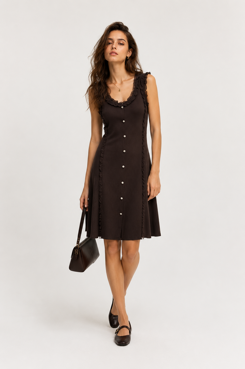 A-Linien Kleid mit Rüsche