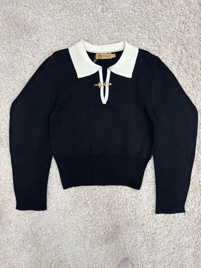 Figurbetonter Polo-Pullover