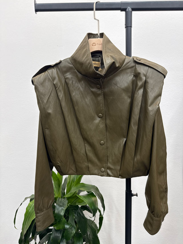 Cropped Jacke mit Stehkragen