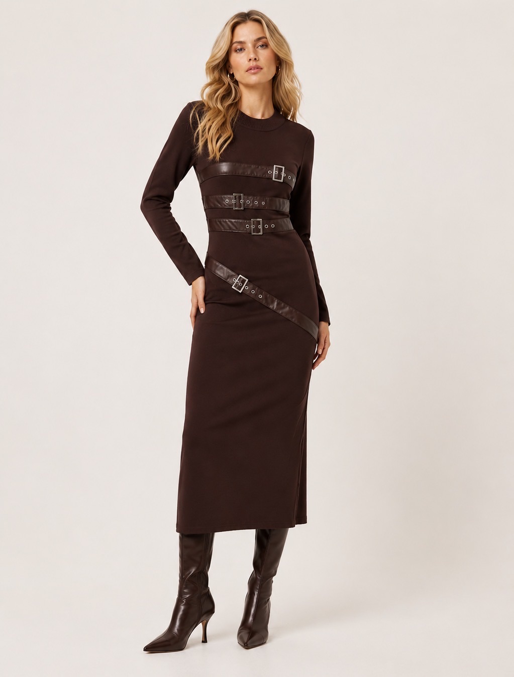 Figurbetontes Maxi-Strickkleid