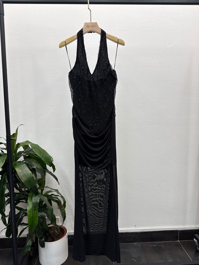 Maxi-Kleid mit Halter-V-Ausschnitt