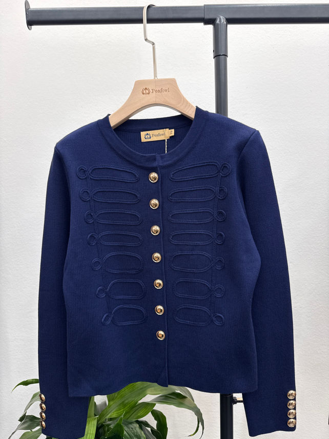 Figurbetonter Cardigan mit Zierstickerei