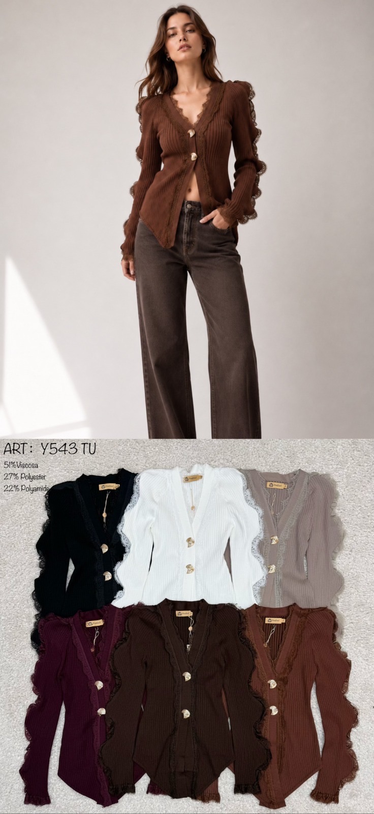 Figurbetonter Cardigan mit Rüsche