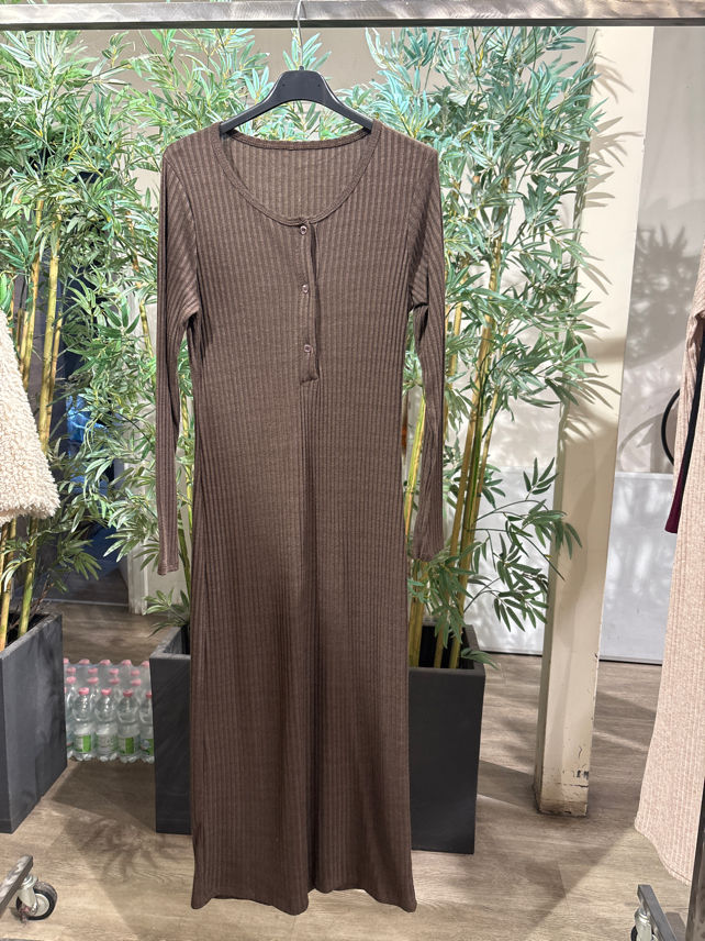 Figurbetontes geripptes Maxikleid