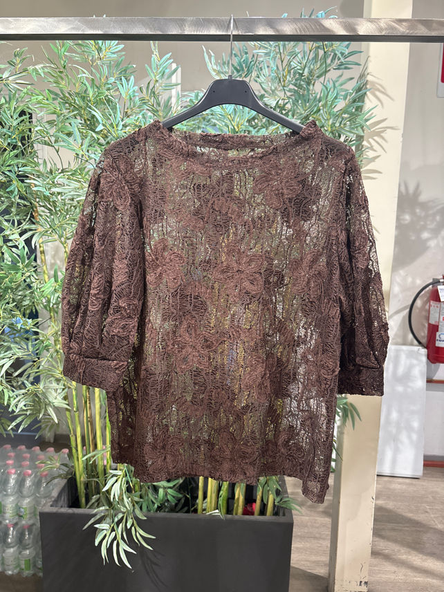 Bluse mit Spitzenstickerei