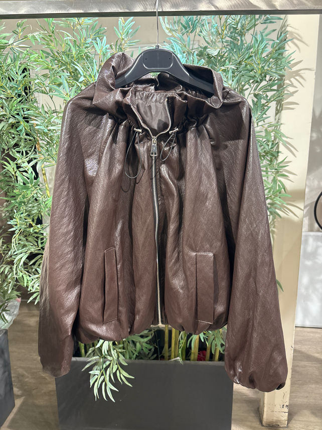 Lederjacke mit Kapuze