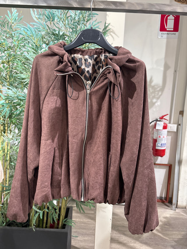 Bomberjacke mit Kapuze aus Velours